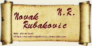 Novak Rubaković vizit kartica